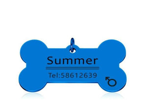 Personalized Collar Pet ID Tag Dashery Box Blue -one side 50 x 28mm 