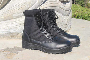Tactical Leather Boots boots TheSwirlfie Black 7.5 