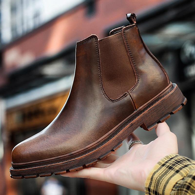 Brand Oxford Men Shoes Male Designer Genuine Leather Men's Wing Tip Chelsea Ankle Boots Business Dress Short Boots Dashery Box 
