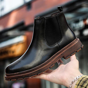 Brand Oxford Men Shoes Male Designer Genuine Leather Men's Wing Tip Chelsea Ankle Boots Business Dress Short Boots Dashery Box Black 44 