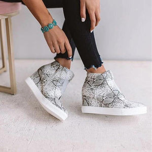Women's Wedge Sneaker Vulcanize Shoes Fashion Zip Leopard Increase Within Zapatos De Mujer New Fashion for Girl Women's shoes Dashery Box Snake 2 5 