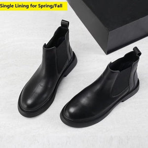 Chelsea Boots Women's Ankle boots British style Girls Naked Boot Round Toe Winter Shoes Woman Flat Boot Black - Dashery Box