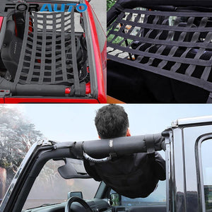 Black Heavy Duty Cargo Net Cover For Jeep Wrangler TJ JK 07-18 Multifunctional Top Roof Storage Hammock Bed Rest Network Cover Jeep accessories Dashery Box 