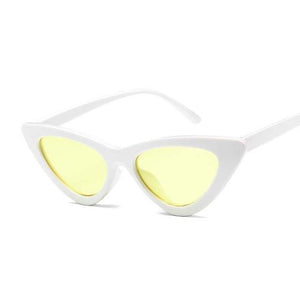 Vintage Women Cat Eye Sun Glasses Cat Eye Sun Glasses Dashery Box White Yellow 