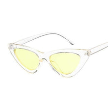 Load image into Gallery viewer, Vintage Women Cat Eye Sun Glasses Cat Eye Sun Glasses Dashery Box Trans Yellow 