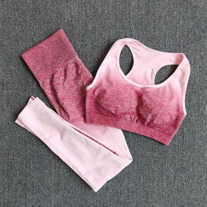 Ombre Yoga Set Sports Bra and Leggings Women Gym Set Clothes Seamless Workout Fitness Sportswear Fitness Sports Suit Sportswear Dashery Box Red L 