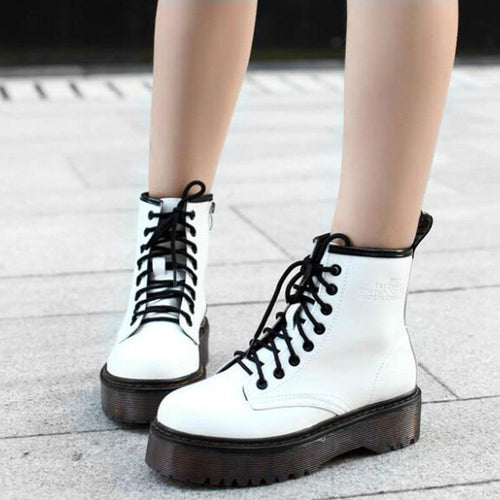 Fashion Women Jason Martins Boots Autumn Winter Motorcycle Ankle Platform Boots Ladies Boots Black PU Leather Shoes Women's leather boots Dashery Box 