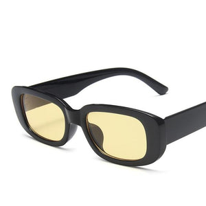 Classic Retro Square Sunglasses Women Brand Vintage Travel Small Rectangle Sun Glasses For Female Oculos Lunette De Soleil Femm Dashery Box C4 Black Yellow 