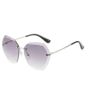 Vintage Rimless Pilot Sunglasses (unisex) Dashery Box Silver/Gradient Gray 