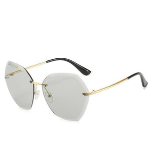 Vintage Rimless Pilot Sunglasses (unisex) Dashery Box Gold/Light Gray 