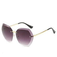 Load image into Gallery viewer, Vintage Rimless Pilot Sunglasses (unisex) Dashery Box Gold/Gradient Purple 