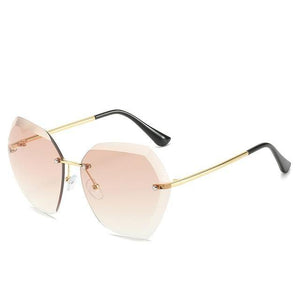 Vintage Rimless Pilot Sunglasses (unisex) Dashery Box Gold/Gradient Brown 
