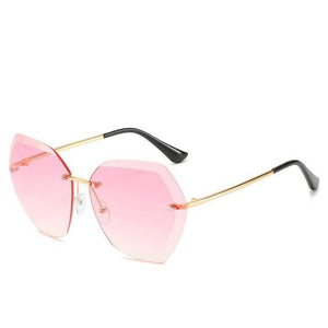 Vintage Rimless Pilot Sunglasses (unisex) Dashery Box Gold/Pink 