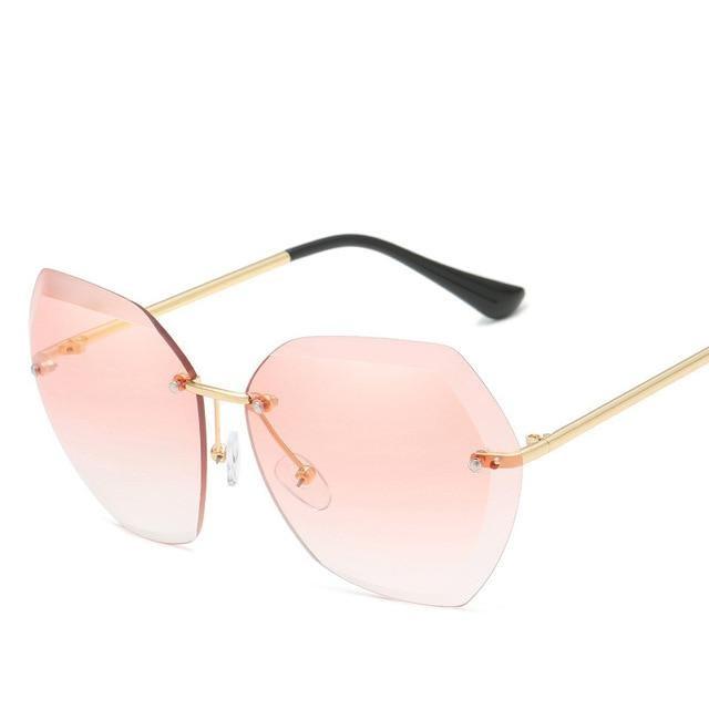 Vintage Rimless Pilot Sunglasses (unisex) Dashery Box Gold/Gradient Pink 
