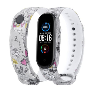 Strap For Xiaomi Mi Band 4 3 5 6 watch band Creative graffiti style Silicone bracelet replacement For XiaoMi band 4 5 Wristband Dashery Box China C24 For Mi band 3 4