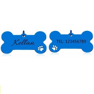 Personalized Collar Pet ID Tag Dashery Box Blue-two sides 40x21mm 
