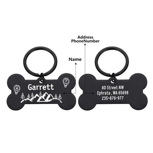 Personalized Collar Pet ID Tag Dashery Box DZ301-Black 50 x 28mm 